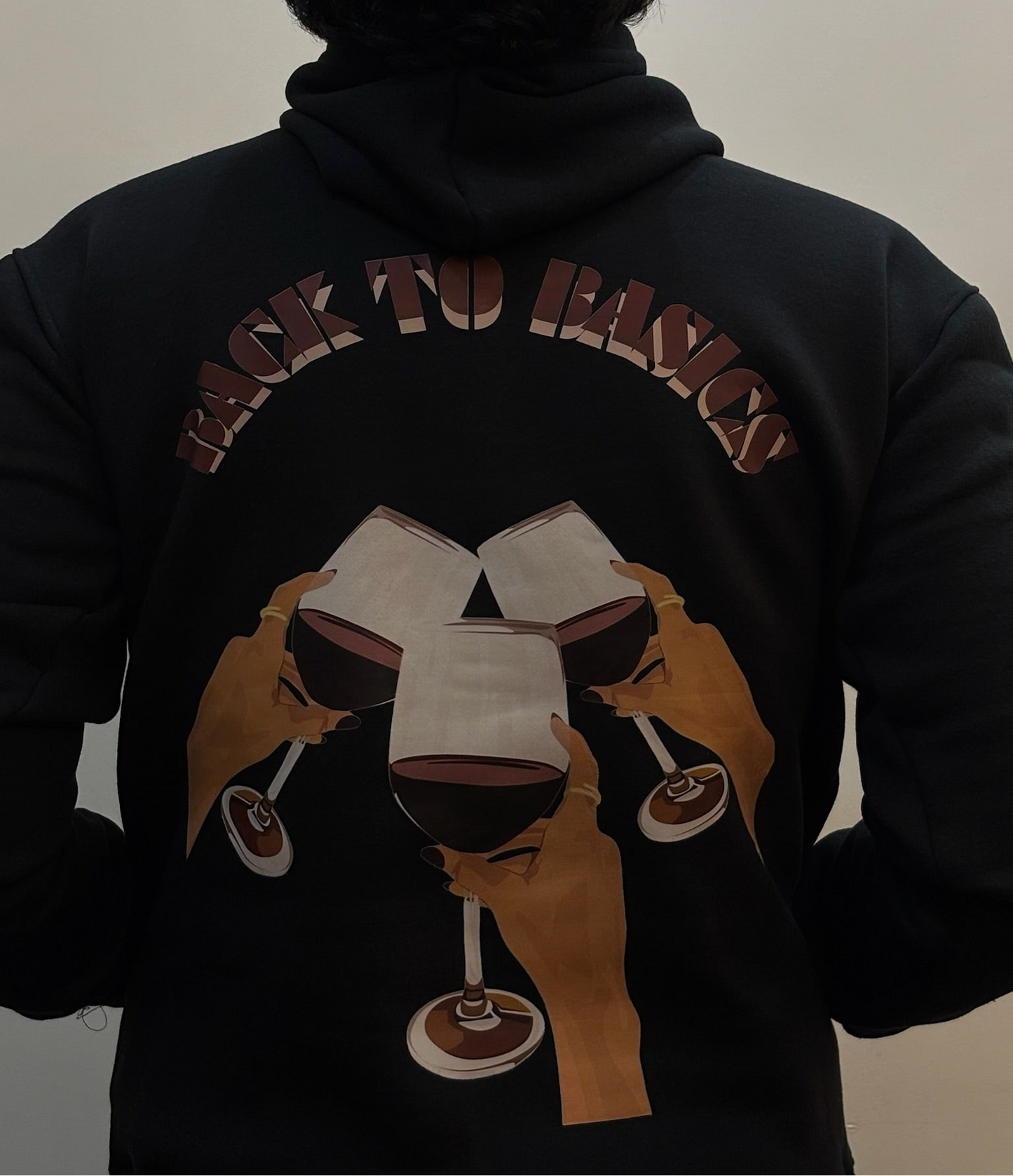Back to Basics Hoodie – Wine Glass Graphic Streetwear Pullover AFDruk