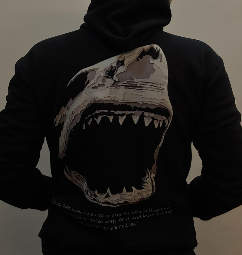 Predator Shark Hoodie - Black Oversized Streetwear