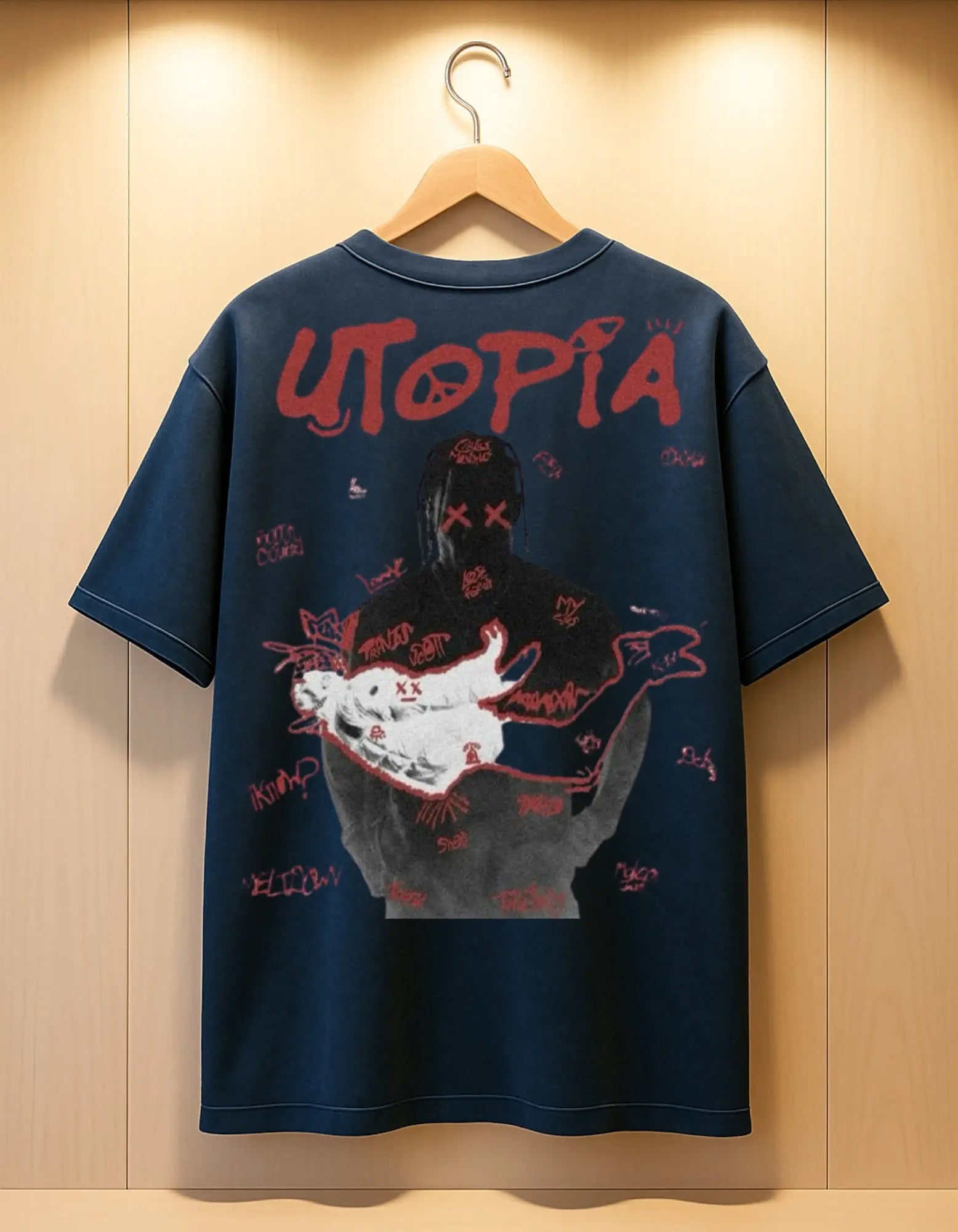 Utopia Street Graphic Acid Wash Oversized T-Shirt